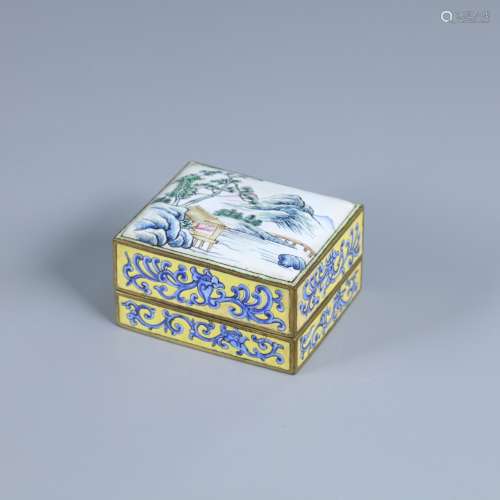 清 铜胎画珐琅方盒