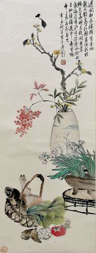 A Chinese Flowers Painting, Chen Banding Mark