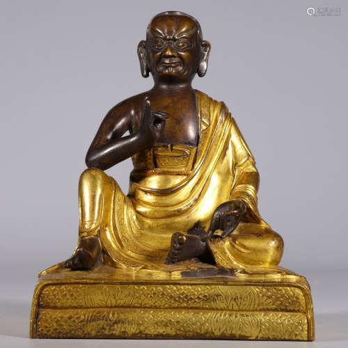 A Gilding Bronze Statue of Guru Buddha