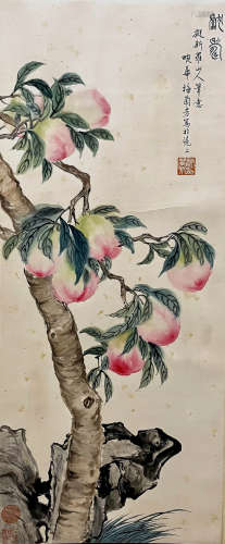 A Chinese Peach Painting, Mei Lanfang Mark
