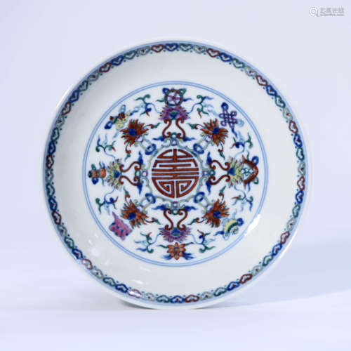 A Doucai Eight Treasures Pattern Porcelain Plate