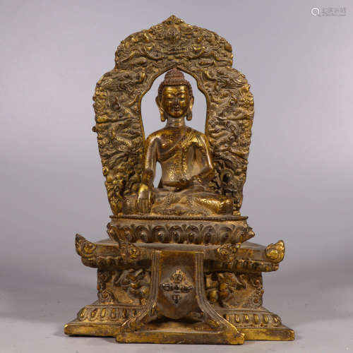 A Gilding Bronze Buddha Statue of Sakyamuni
