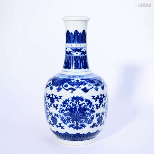 A Blue and White Floral Porcelain Vase