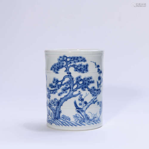 A Blue&White Pine Bamboo Plum Blossom Pattern Porcelain Brus...