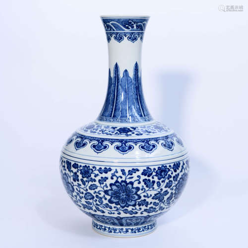 A Blue and White Twining Lotus Pattern Porcelain Vase