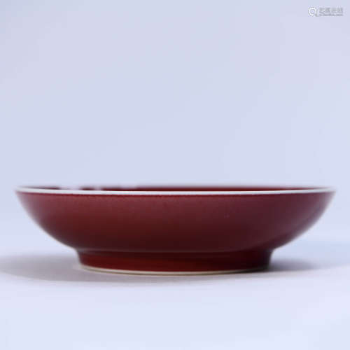 A Red-glazed Porcelain Plate