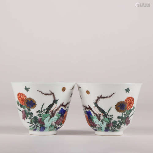 A Famille Verte Flower&Bird Pattern Porcelain Cup