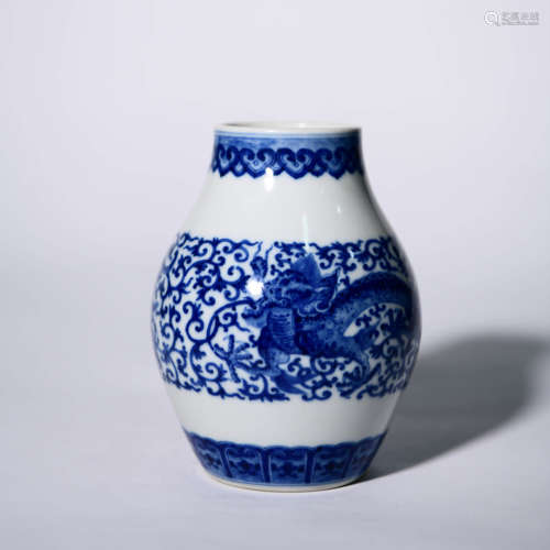 A Blue and White Kylin Pattern Porcelain Jar