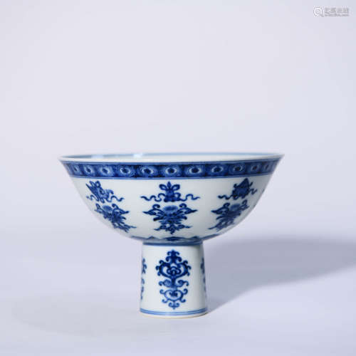 A Blue&White Eight Treasures Pattern Porcelain Standing Bowl