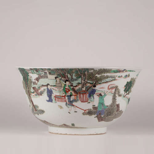 A Famille Verte Figures Porcelain Bowl