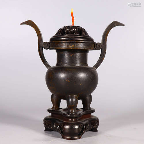 A Double-eared Bronze Tripod Incense Burner