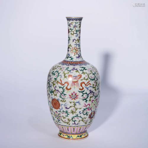 A Famille Rose Twining Flowers Pattern Porcelain Vase