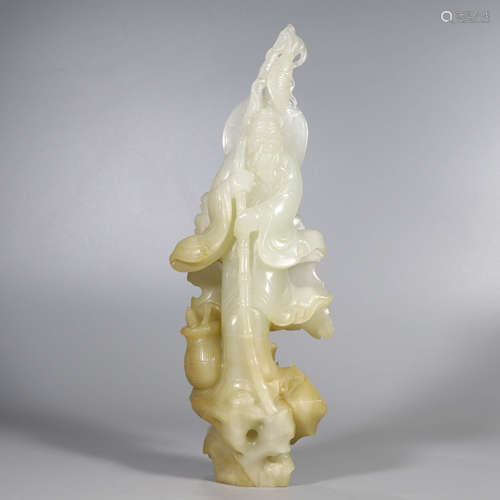 A White Hetian Jade Carved Fisherman Ornament