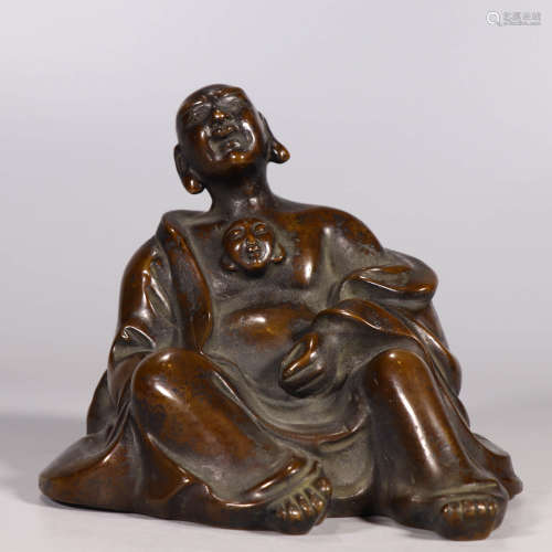A Bronze Seated Arhat Statue