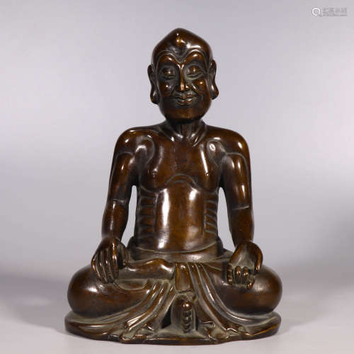 A Bronze Seated Arhat Statue