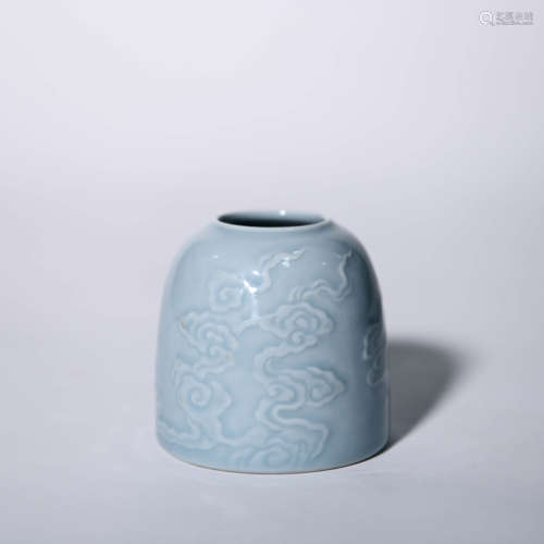 A Skyblue-glazed Cloud Pattern Porcelain Water Pot