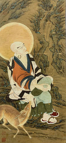 A Chinese Arhat Painting, Liu Songnian Mark