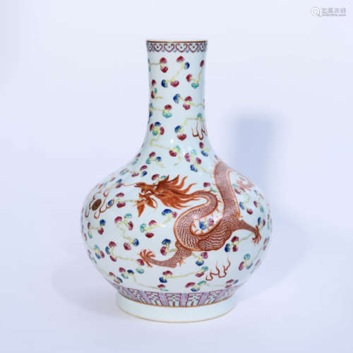 A Famille Rose Dragon&Phoenix Pattern Porcelain Vase