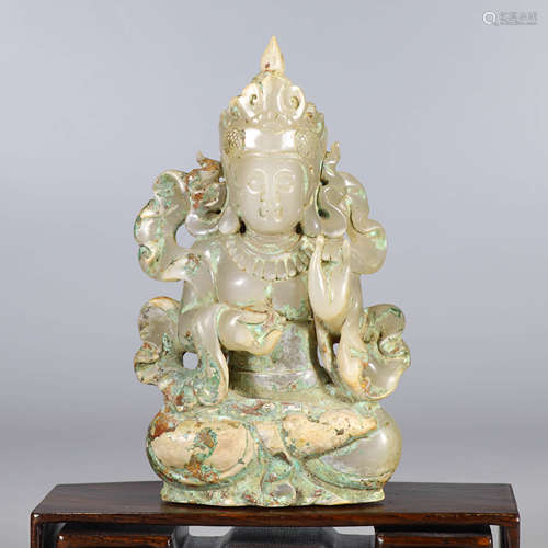 An Agate Seated Guanyin Statue