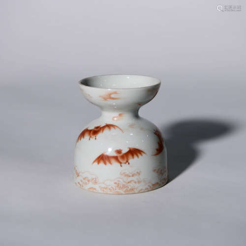 An Iron Red Bats Pattern Porcelain Water Pot