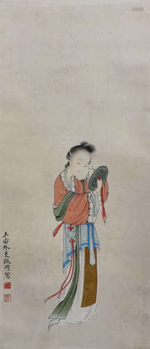 A Chinese Figure Painting, Gai Qi Mark