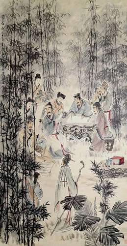 A Chinese Figure Painting, Fu Baoshi Mark