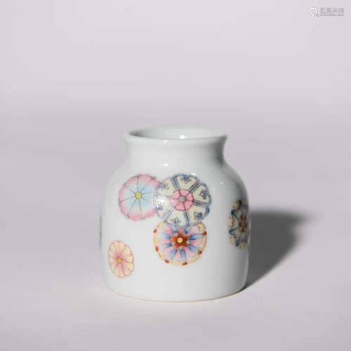 A Famille Rose Floral Porcelain Water Pot