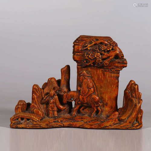 A Figures Carved Bamboo Rockery Ornament