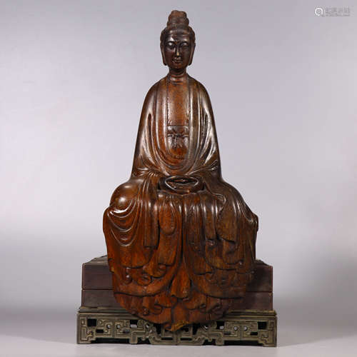 An Eaglewood Carved Guanyin Statue