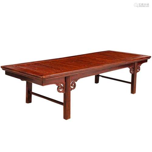 Chinese Elm Wood And Bamboo Table Qing