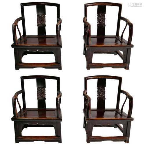 Chinese Rosewood ArmChair Set Qing