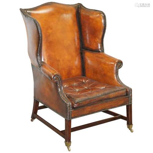 Mahogany Wood And Leather ArmChair English