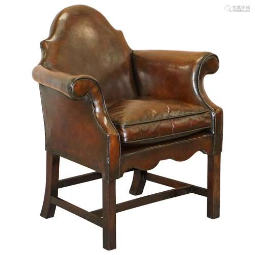 Mahogany Wood And Leather ArmChair English