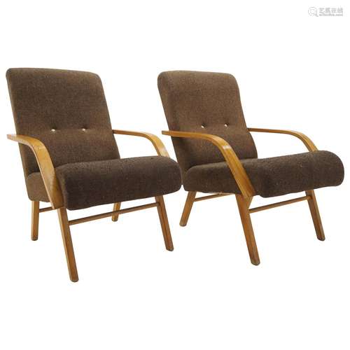 Beech Wood And Fabric ArmChair Pair