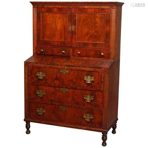 Mahogany Wood Secretary Desk Queen Anne