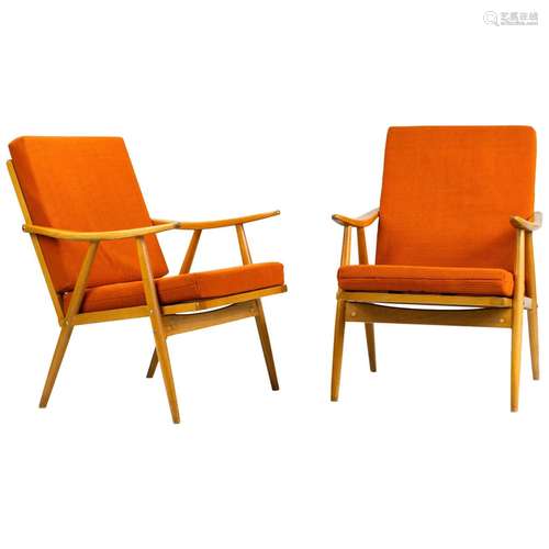 Beech Wood And Upholstery ArmChair Pair