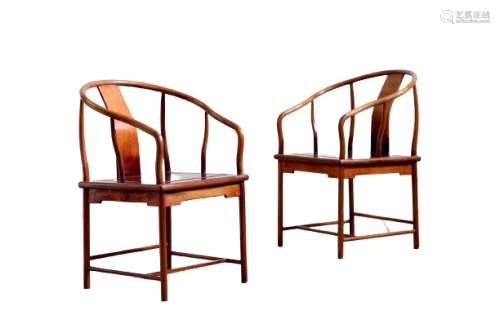 Chinese Huanghuali Wood Armchair Pair Ming Dynasty