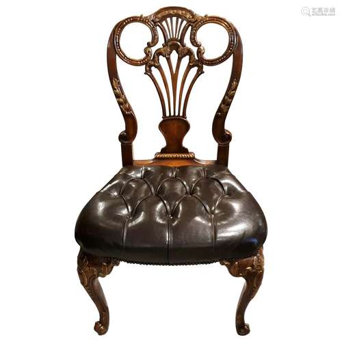 Gilt Wood And Leather Dining Chair