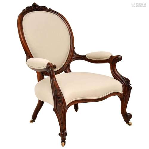 Walnut Wood Victorian Armchair English