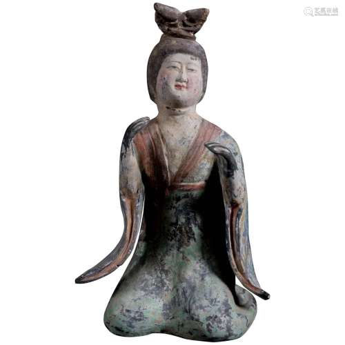 Chinese Pottery Painted Lady Statue