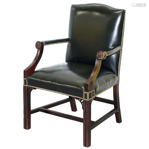 Walnut Wood And Leather ArmChair English