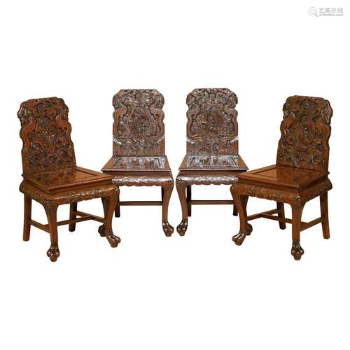 Chinese Harwood Side Chair Set Qing