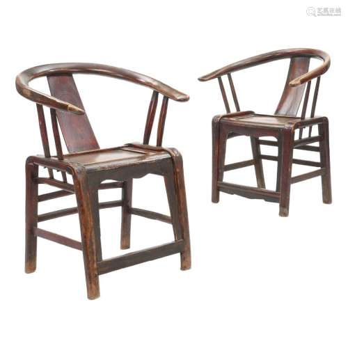 Chinese Bentwood ArmChair Pair Qing