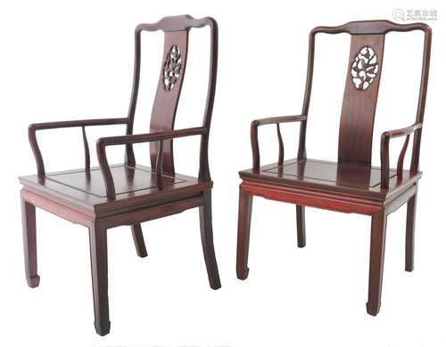 Chinese Rosewood ArmChair Pair Qing