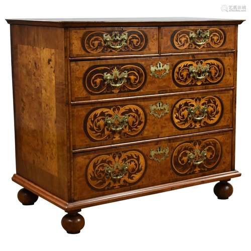 Walnut Wood And Brass Chest William And Mary