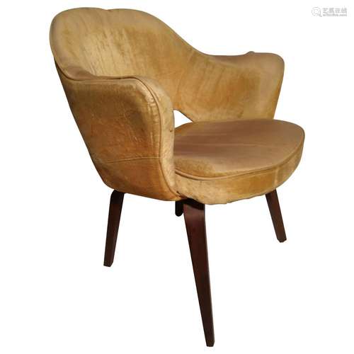 Walnut Wood And Upholstery ArmChair