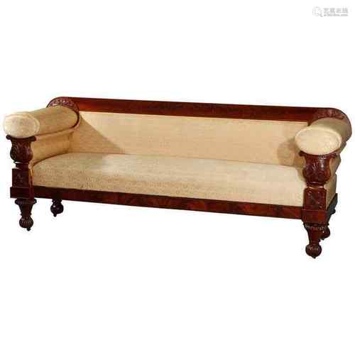 Mahogany Wood And Fabric Sofa American