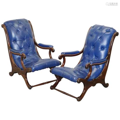 Leather And Harwood ArmChair Pair Victorian