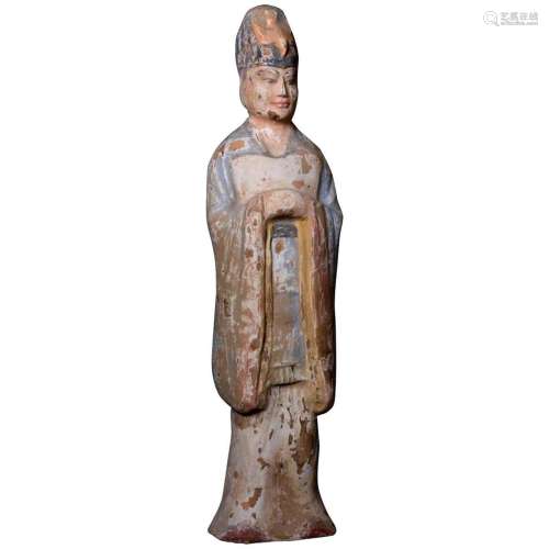 Chinese Pottery Painted Terracotta Statue