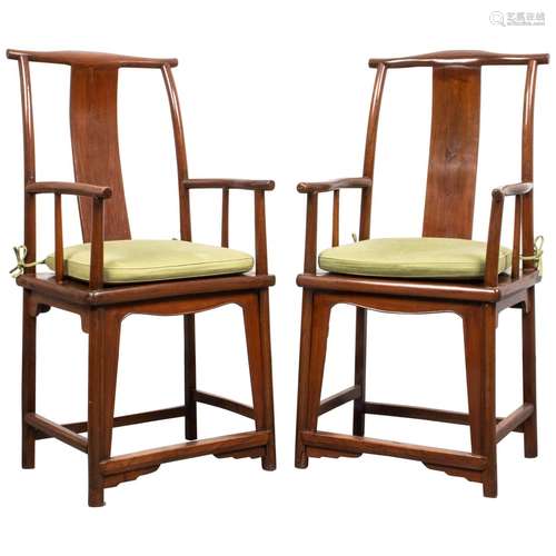 Chinese Hardwood ArmChair Pair Qing